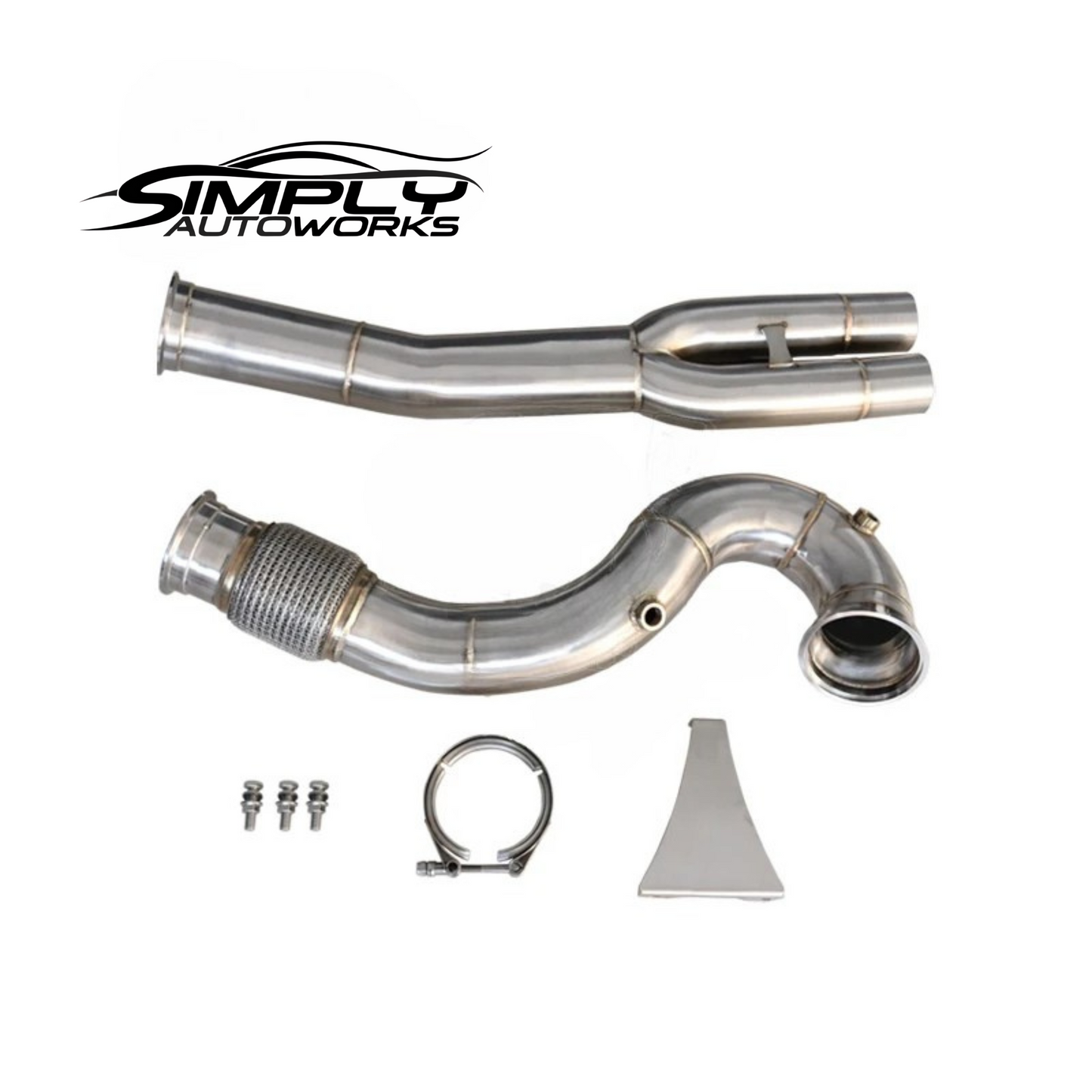 SAW RS3 TTRS 3.5 Inch Catless Single Downpipe/Midpipe Combo